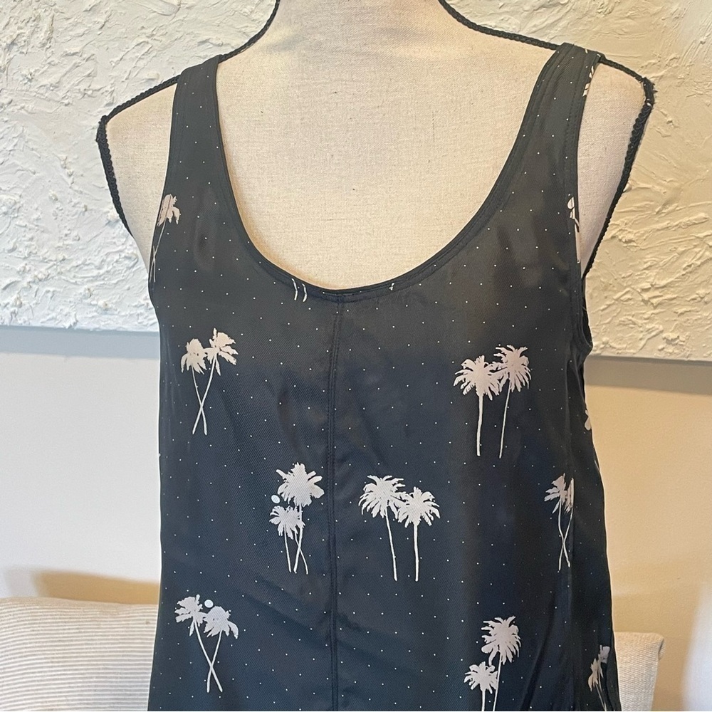Rag & Bone Natalie Silk Palm Tree Sleeveless Tank Top in Black Sz S - Picture 3 of 9